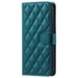 EIDERWOOD iPhone 16 Pro Max Leather Flip Case w. Wallet & Strap - Rhombus - Green