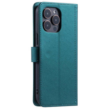 EIDERWOOD iPhone 16 Pro Max Leather Flip Case w. Wallet & Strap - Rhombus - Green