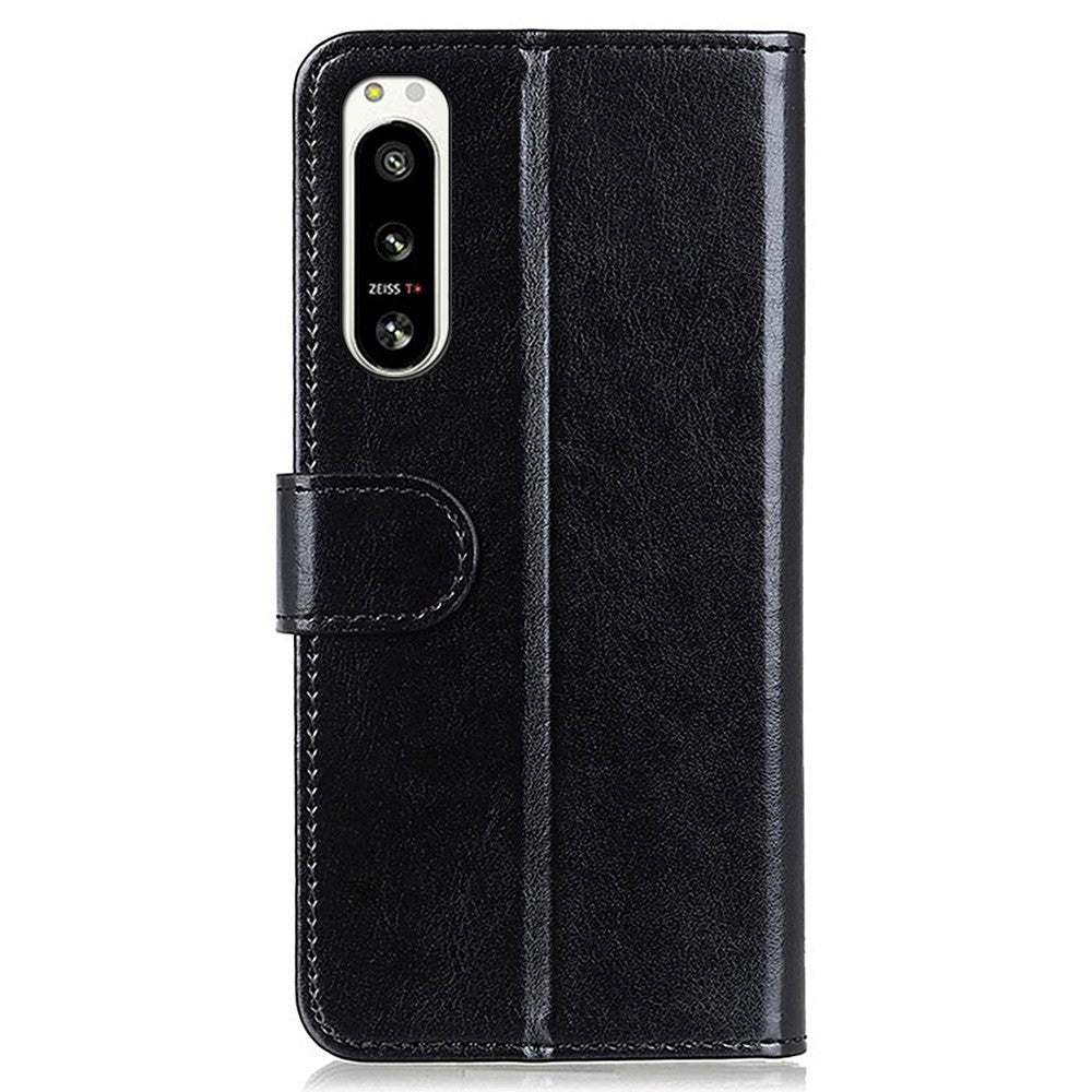 Sony Xperia 5 IV Classic Leather Flip Case w. Stand & Wallet - Black