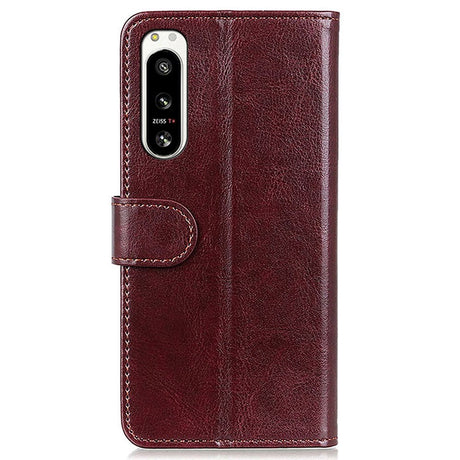 Sony Xperia 5 IV Classic Leather Flip Case w. Stand & Wallet - Brown