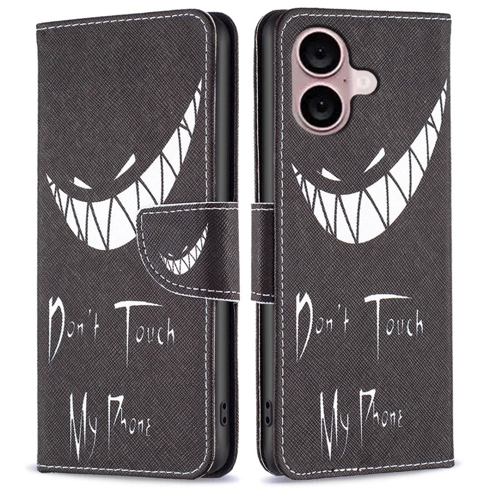 EIDERWOOD iPhone 16 Plus Leather Case w, Wallet & Print - "Don't Touch My Phone"