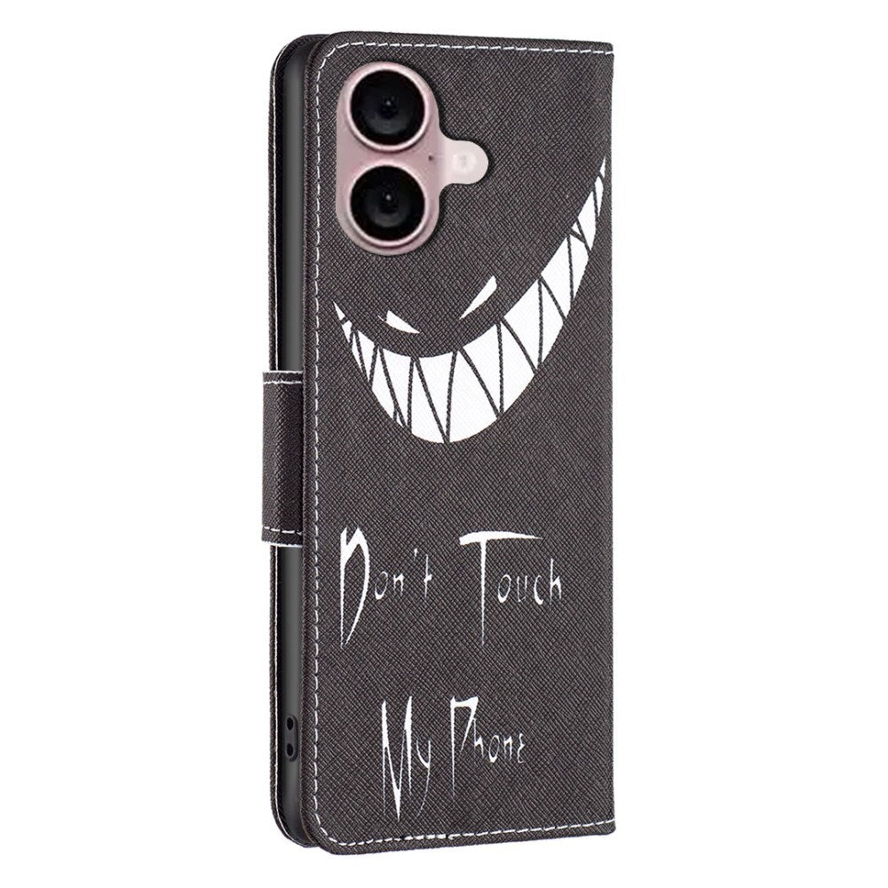 EIDERWOOD iPhone 16 Plus Leather Case w, Wallet & Print - "Don't Touch My Phone"