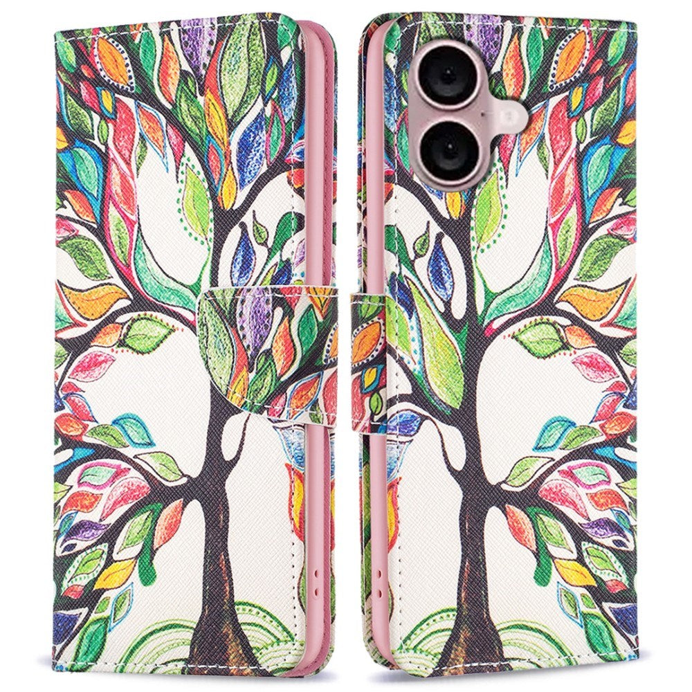 EIDERWOOD iPhone 16 Plus Leather Case w, Wallet & Print - Colorful Tree