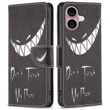 EIDERWOOD iPhone 16 Leather Case w, Wallet & Print - "Don't Touch My Phone"