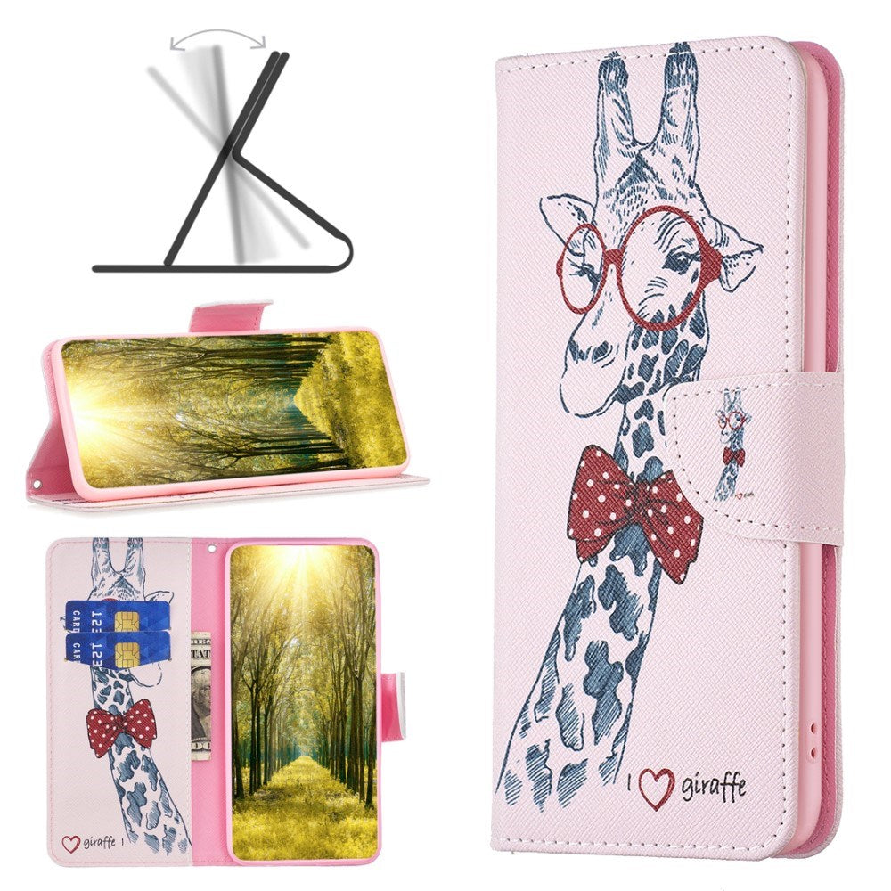 EIDERWOOD iPhone 16 Leather Case w, Wallet & Print - Giraffe