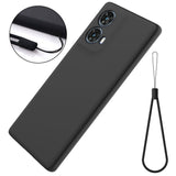 Motorola Moto G85 (5G) Liquid Silicone Case w. Strap - Black