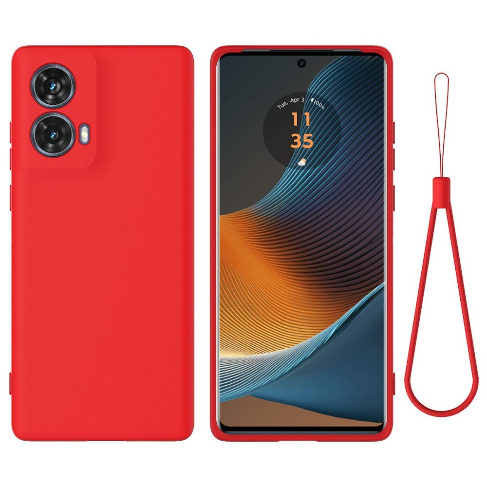 Motorola Moto G85 (5G) Liquid Silicone Case w. Strap - Red