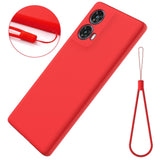 Motorola Moto G85 (5G) Liquid Silicone Case w. Strap - Red