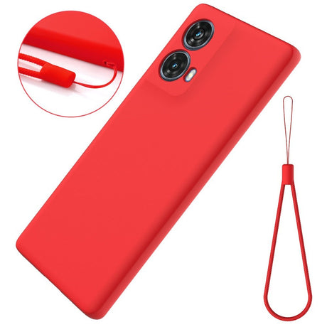 Motorola Moto G85 (5G) Liquid Silicone Case w. Strap - Red