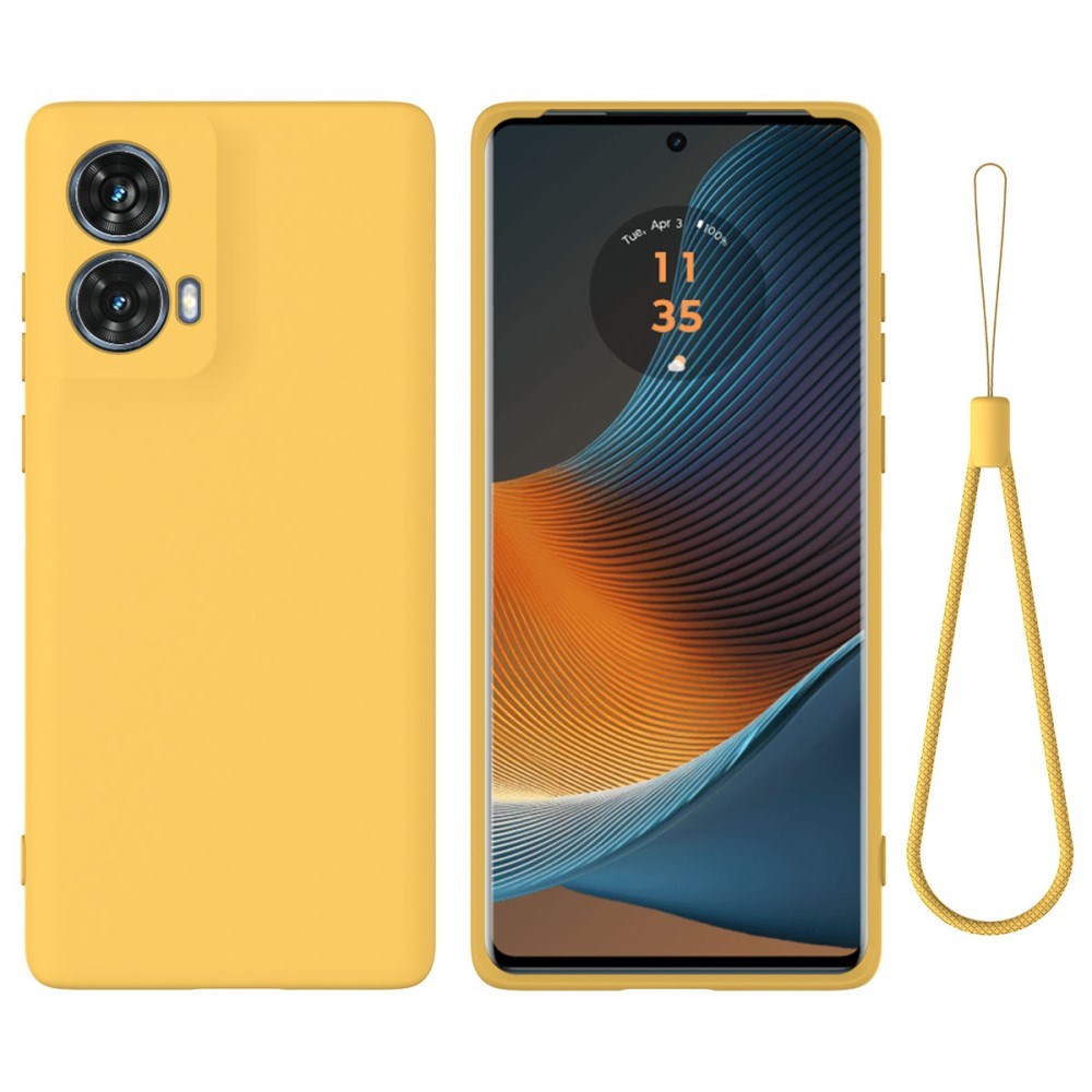 Motorola Moto G85 (5G) Liquid Silicone Case w. Strap - Yellow