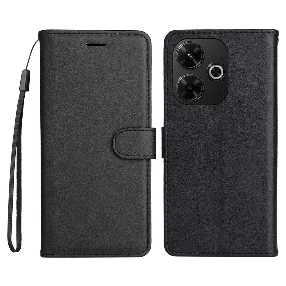 EIDERWOOD Xiaomi Redmi 13 Faux Leather Case with Wallet and Strap - Black