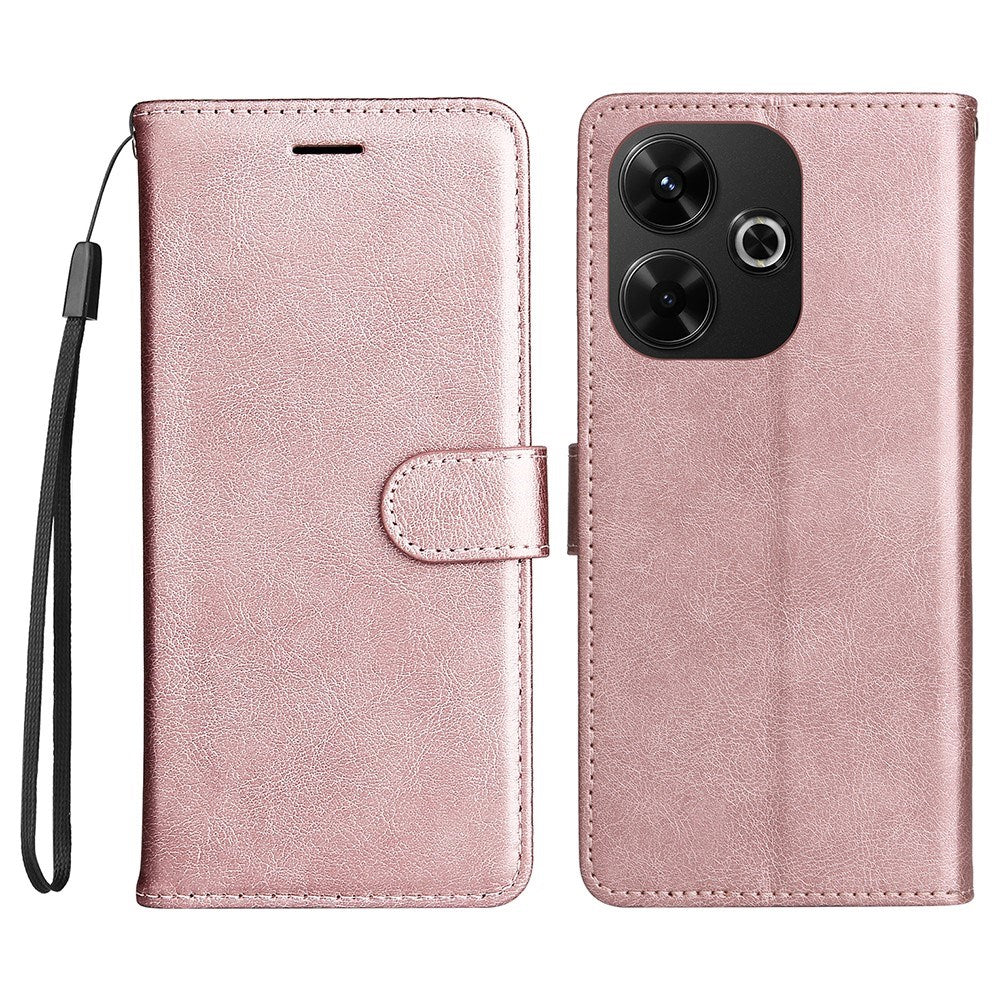 EIDERWOOD Xiaomi Redmi 13 Faux Leather Case with Wallet and Strap - Rose Gold