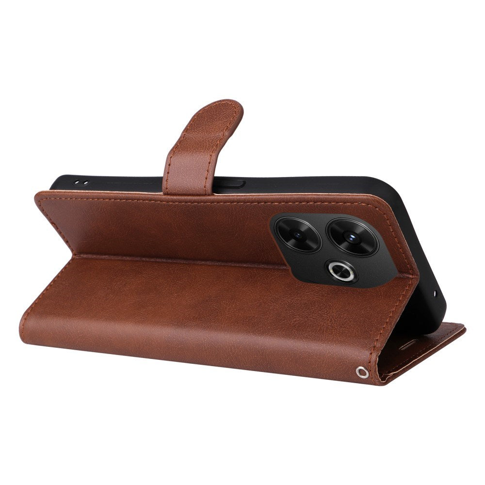 EIDERWOOD Xiaomi Redmi 13 Faux Leather Case with Wallet and Strap - Brown