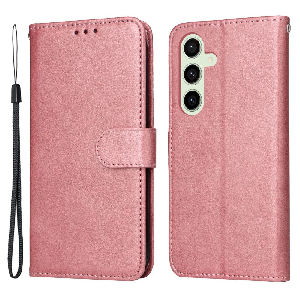 EIDERWOOD Samsung Galaxy S24 FE Leather Flip Case with Wallet and Strap - Pink