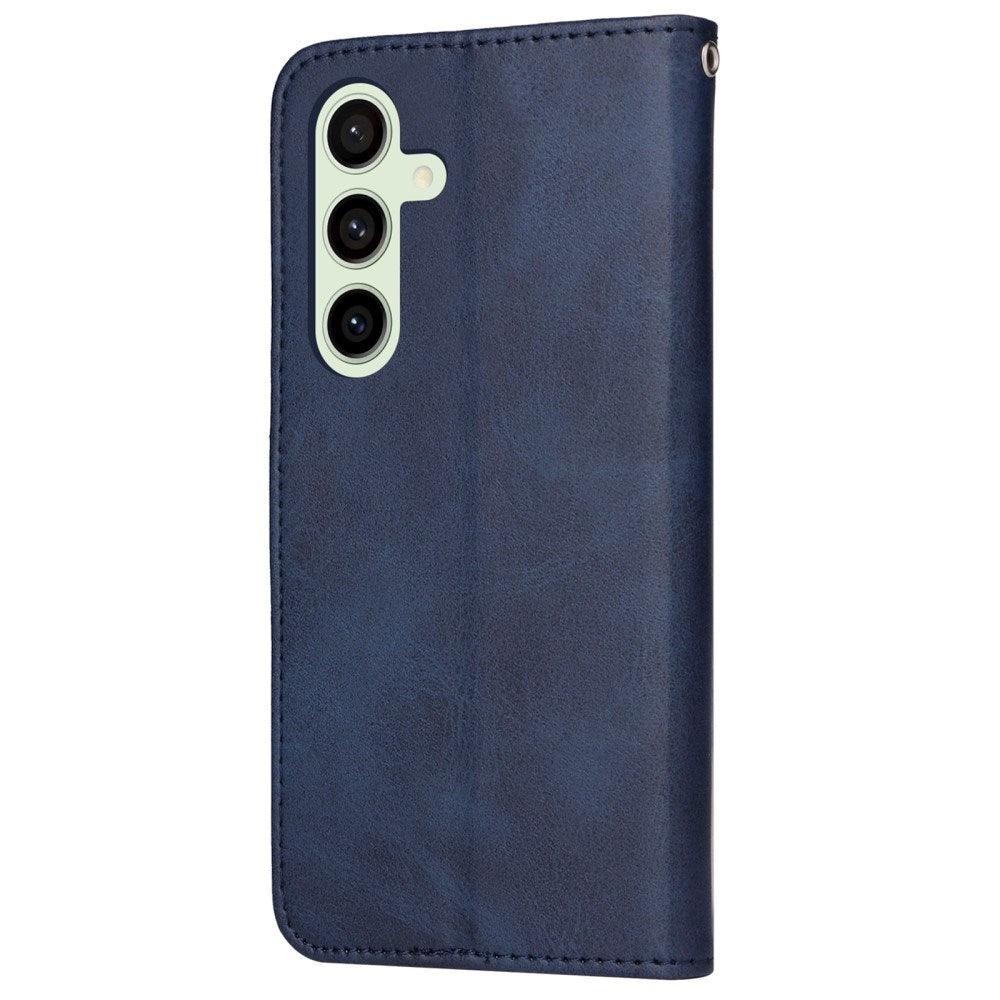 EIDERWOOD Samsung Galaxy S24 FE Leather Flip Case with Wallet and Strap - Blue