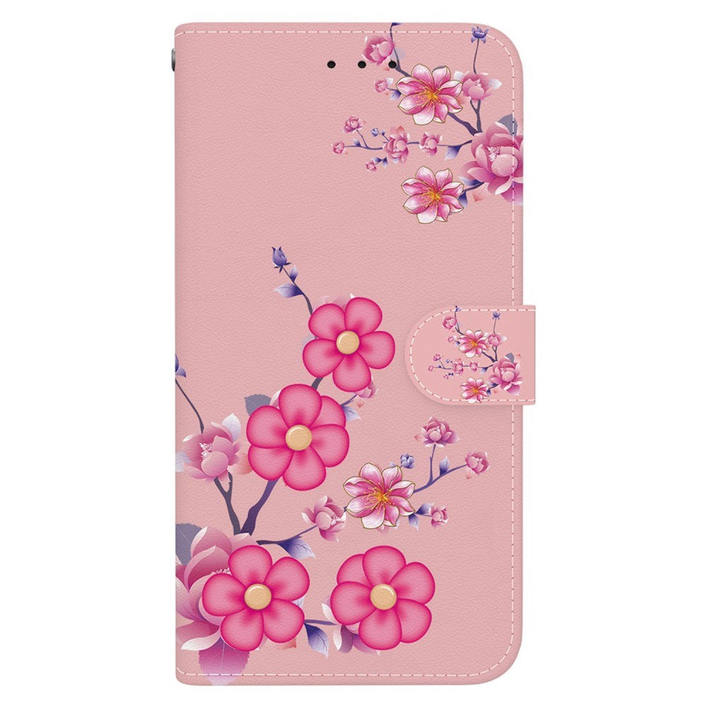 EIDERWOOD Motorola Moto G85 (5G) Leatherette Case w. Wallet & Strap - Pink Flowers