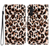 EIDERWOOD Samsung Galaxy S24 FE Vegan Leather Flip Case w. Strap and Card Holder - Leopard Print