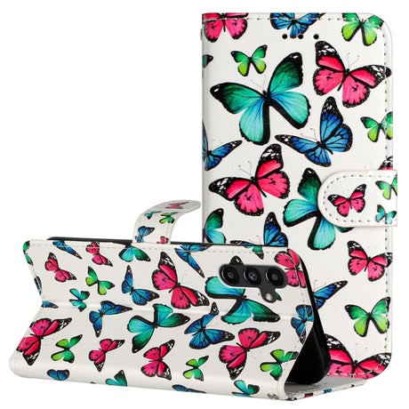 EIDERWOOD Samsung Galaxy S24 FE Vegan Leather Flip Case w. Strap and Card Holder - Butterflies