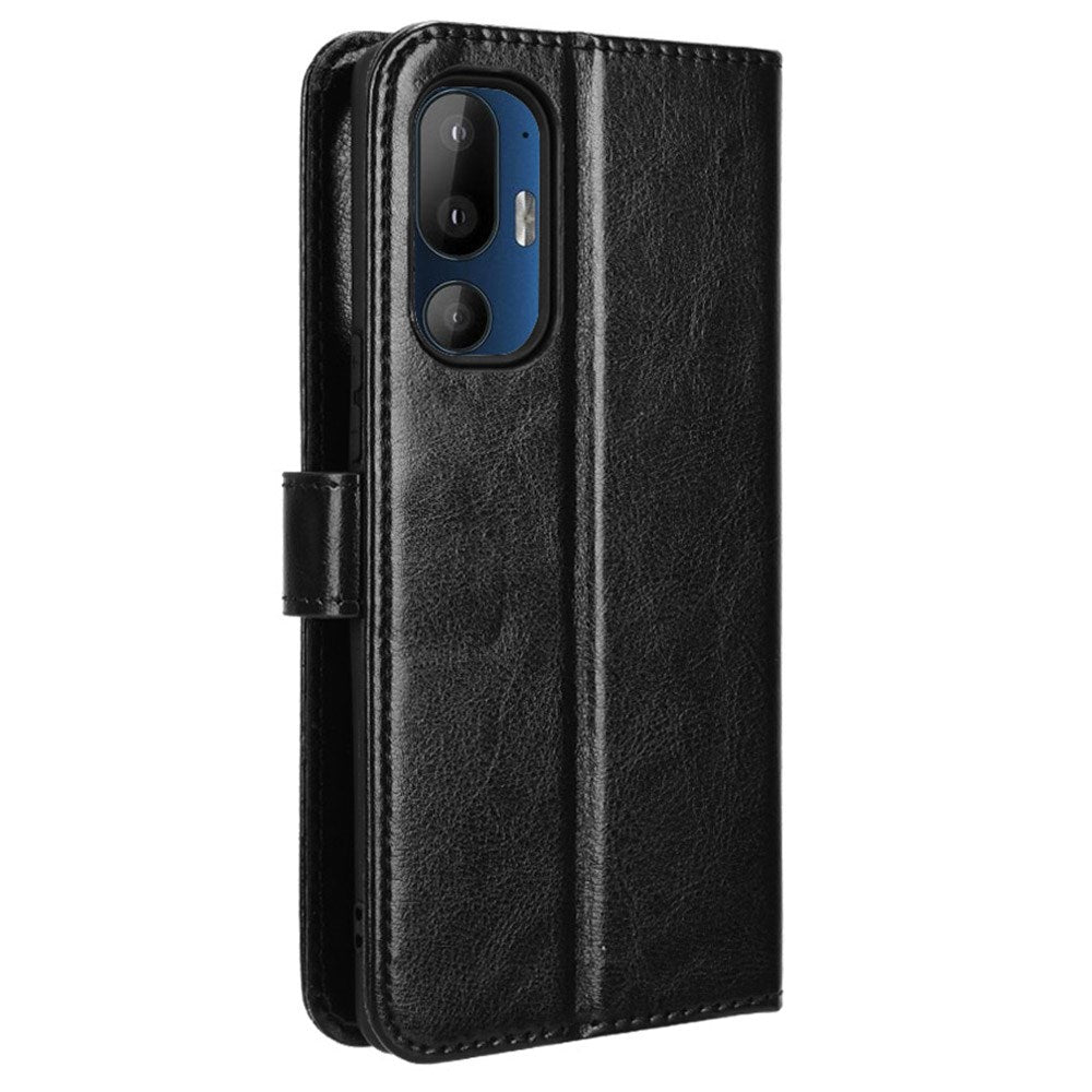 EIDERWOOD HTC U24 Pro (5G) Glossy Leather Case with Wallet & Strap - Black