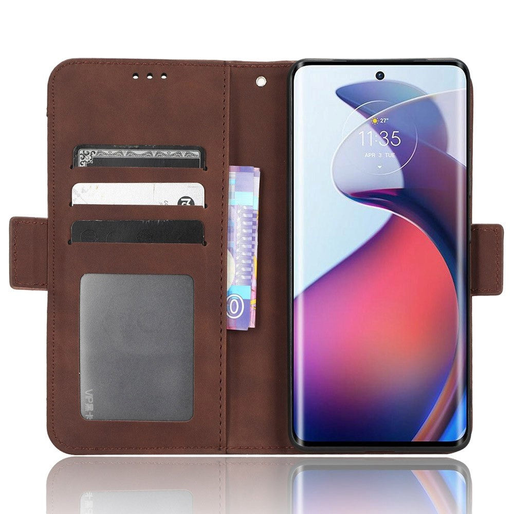 Motorola Edge 30 Fusion Leather Case w. Stand / Card Holder & Extra Card Pocket - Brown