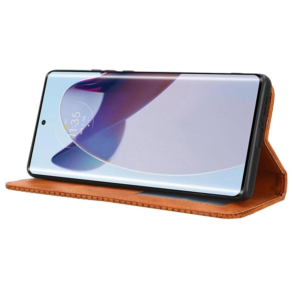 Motorola Edge 30 Ultra Leather Flip Case with Stand and Wallet - Brown