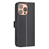 iPhone 16 Pro Checkered Leatherette Flip Wallet Case with Strap - Black