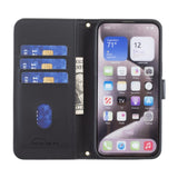 iPhone 16 Checkered Leatherette Flip Wallet Case with Strap - Black