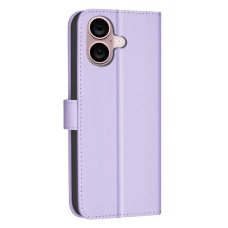 iPhone 16 Checkered Leatherette Flip Wallet Case with Strap - Purple