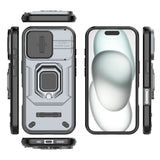 EIDERWOOD iPhone 16 Tough Case w. Magnetic Kickstand & Cam Slider - Grey