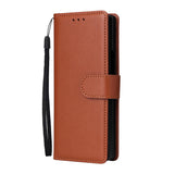 EIDERWOOD Samsung Galaxy Z Fold6 Faux Leather Flip Case with Card Holder & Strap - Brown