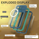 iPhone 16 Pro Waterproof Tough Case w. Screen Protector and Strap - MagSafe Compatible - Transparent / Blue