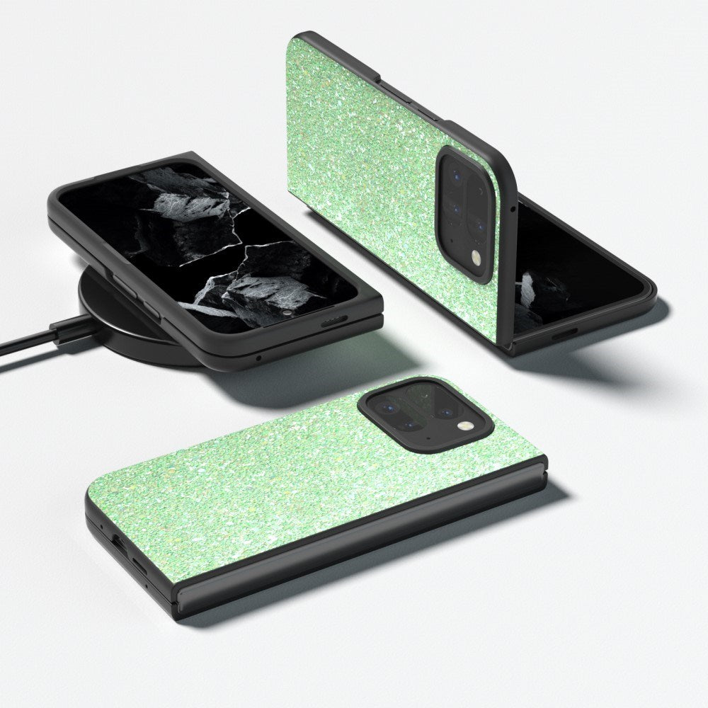 EIDERWOOD Google Pixel 9 Pro Fold (5G) Vegan Leather Glitter Case - Green