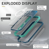 iPhone 16 Plus Waterproof Tough Case w. Screen Protector and Strap - MagSafe Compatible - Transparent / Blue