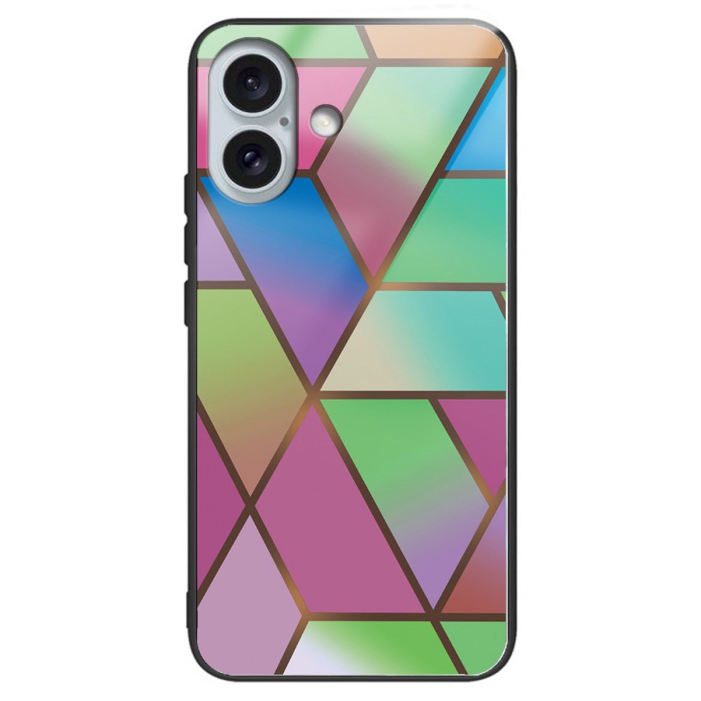 EIDERWOOD iPhone 16 Plastic Case w. Glass Back - Multi Square