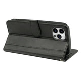 EIDERWOOD iPhone 16 Pro Leather Flip Case w. Stand Function & Wallet - Black