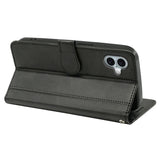 EIDERWOOD iPhone 16 Leather Flip Case w. Stand Function & Wallet - Black