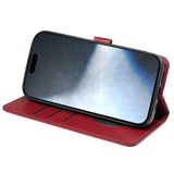 EIDERWOOD iPhone 16 Leather Flip Case w. Stand Function & Wallet - Red