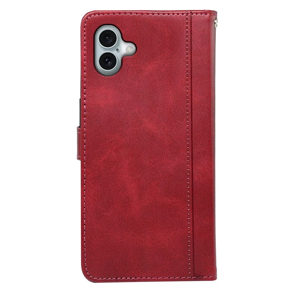 EIDERWOOD iPhone 16 Leather Flip Case w. Stand Function & Wallet - Red