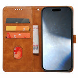 EIDERWOOD iPhone 16 Leather Flip Case w. Stand Function & Wallet - Light brown