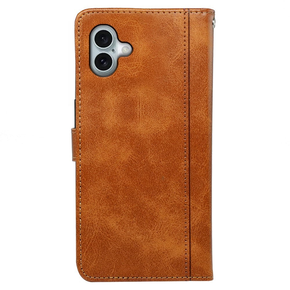 EIDERWOOD iPhone 16 Leather Flip Case w. Stand Function & Wallet - Light brown