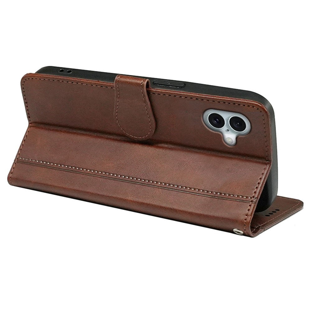 EIDERWOOD iPhone 16 Leather Flip Case w. Stand Function & Wallet - Brown