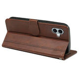 EIDERWOOD iPhone 16 Leather Flip Case w. Stand Function & Wallet - Brown