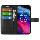 EIDERWOOD TCL 505 Litchi Faux Leather Flip Case with Wallet & Stand Function - Black