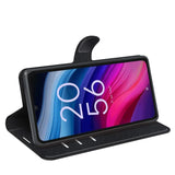 EIDERWOOD TCL 505 Litchi Faux Leather Flip Case with Wallet & Stand Function - Black