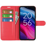 EIDERWOOD TCL 505 Litchi Faux Leather Flip Case with Wallet & Stand Function - Red