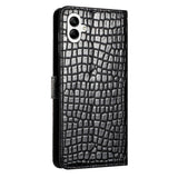 EIDERWOOD Samsung Galaxy A06 Flip Case With Crocodile Pattern - Vegan Leather - Black