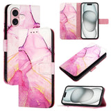 EIDERWOOD iPhone 16 Plus Faux Leather Case with Wallet and Strap - Pink Marble