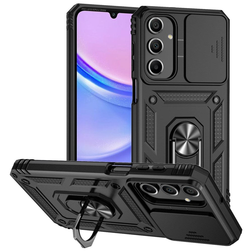 EIDERWOOD Samsung Galaxy A16 (4G/5G) Tough Case w. Magnetic Kickstand & Cam Slider - Black