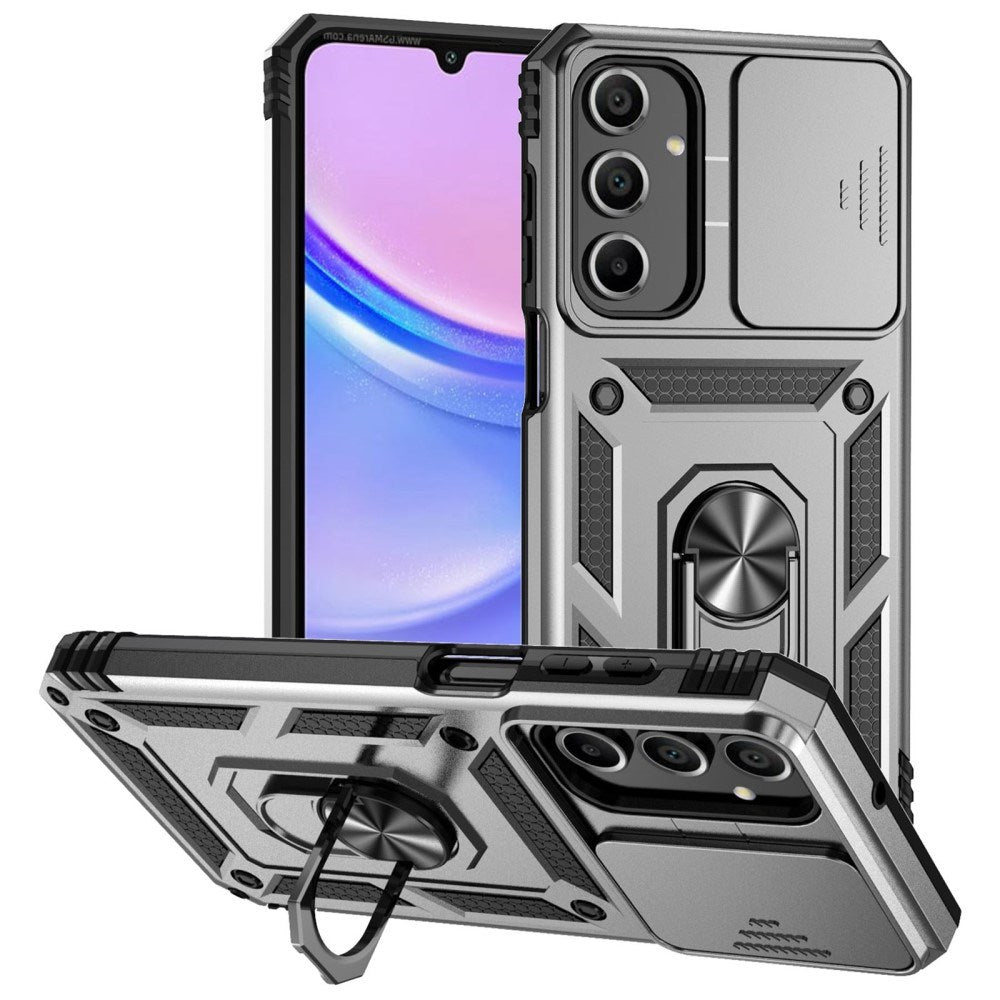 EIDERWOOD Samsung Galaxy A16 (4G/5G) Tough Case w. Magnetic Kickstand & Cam Slider - Silver