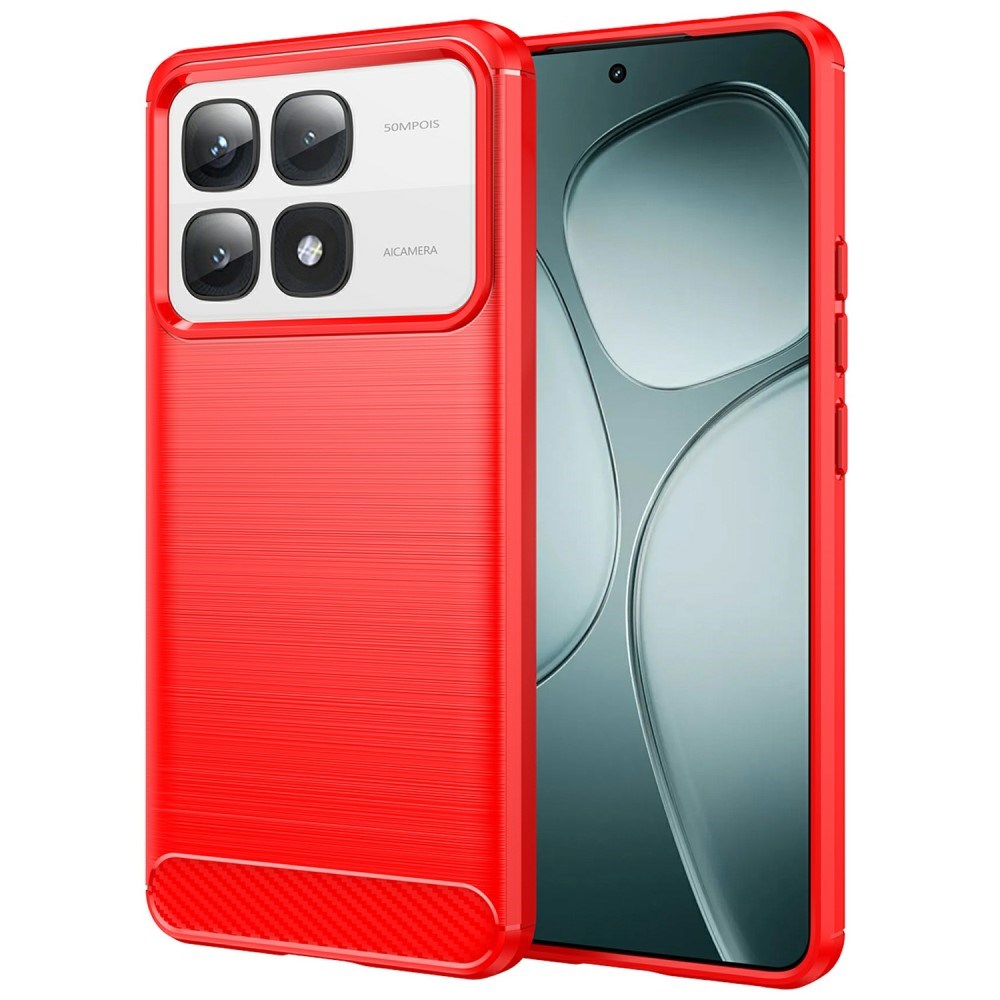 EIDERWOOD Xiaomi 14T Pro Brushed Carbon Fiber Flexible Plastic Case - Red